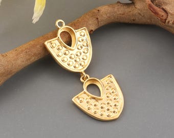 Gold Plated Double Pear Pendant Setting for 5x7mm Gemstones – Jewelry Making Supply