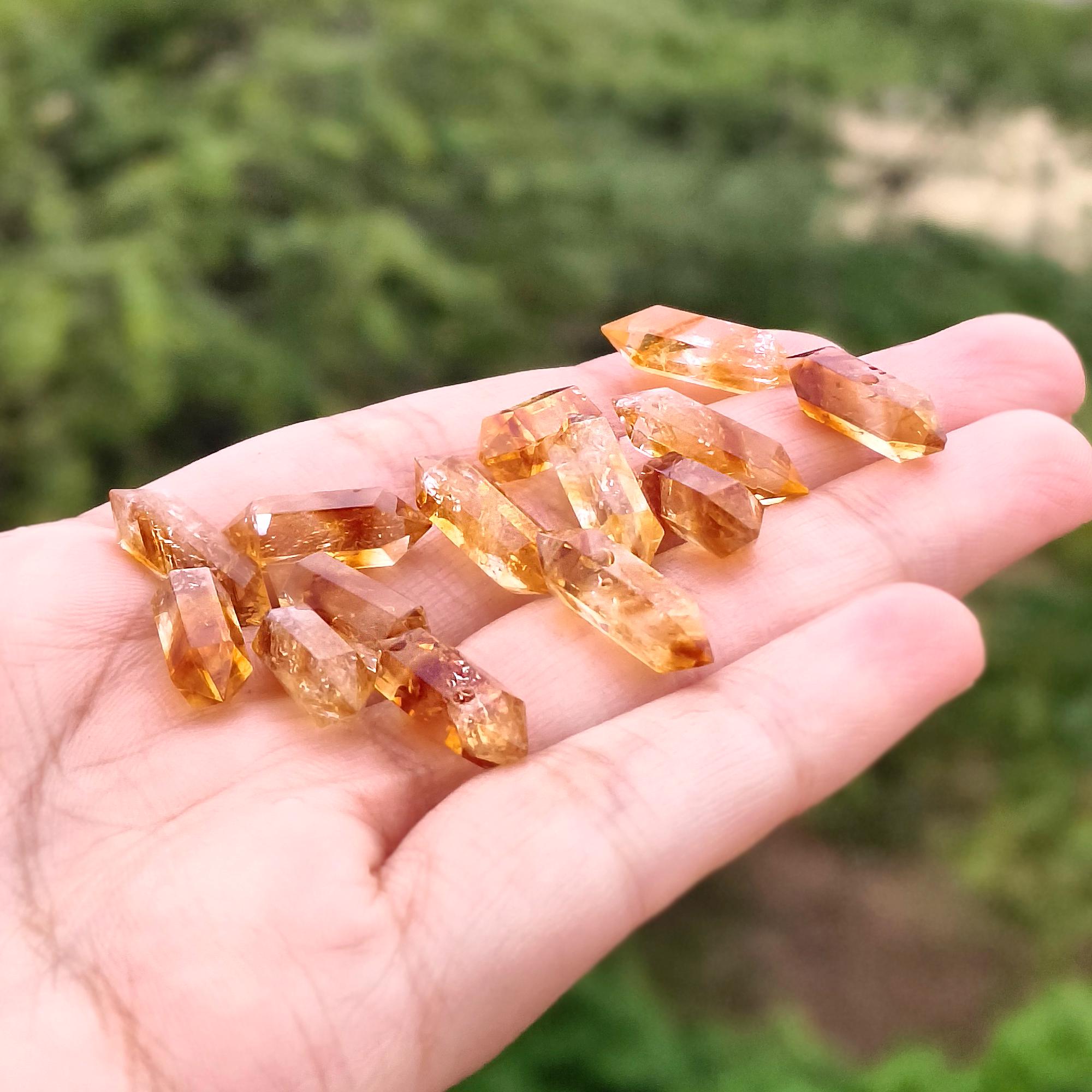 16.42 Cts. Citrine Double Terminated Crystal Point, Faceted Pencil