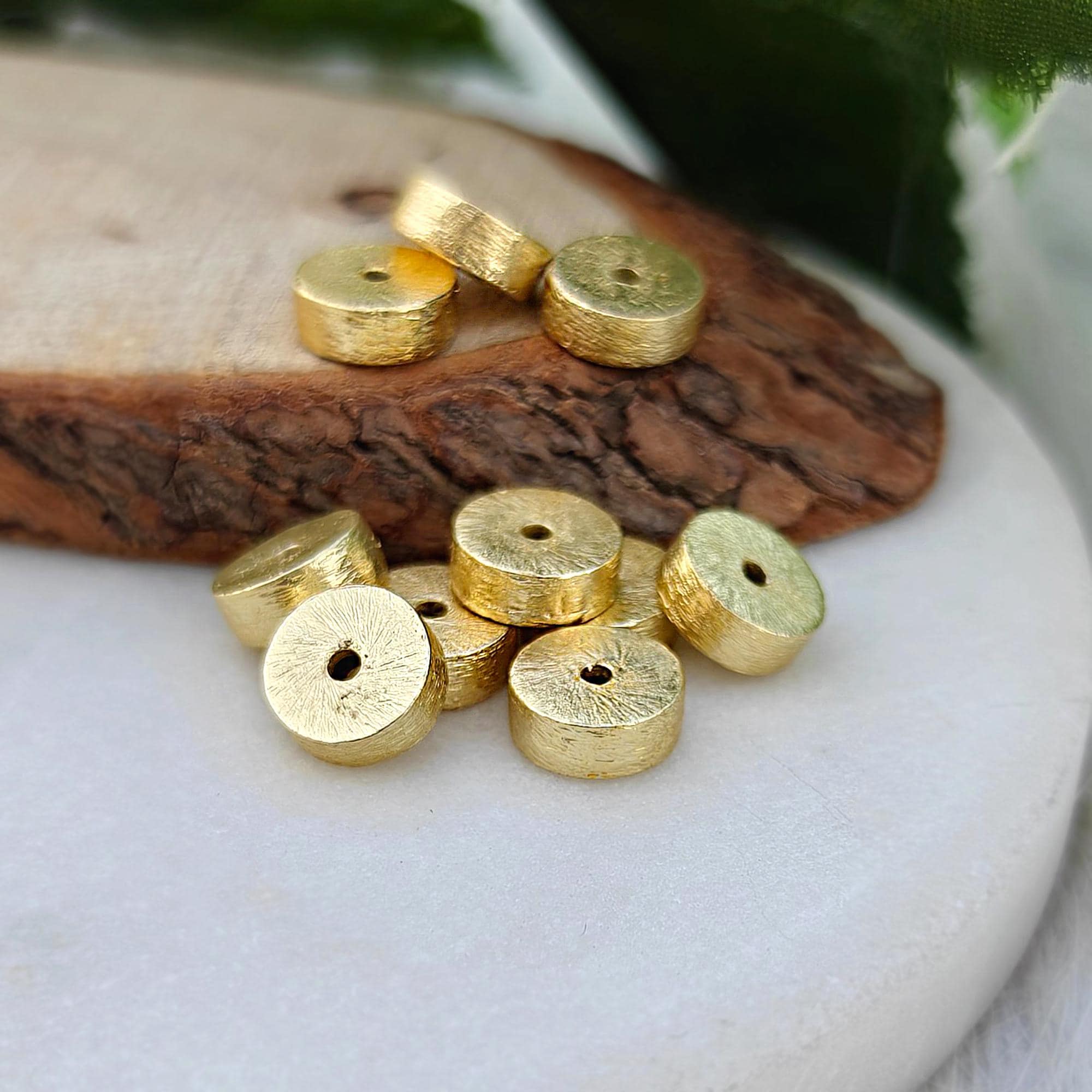 14K Gold Plated Brass Spacer Beads : Wholesale Round Flat Disc For Jewelry Findings Components