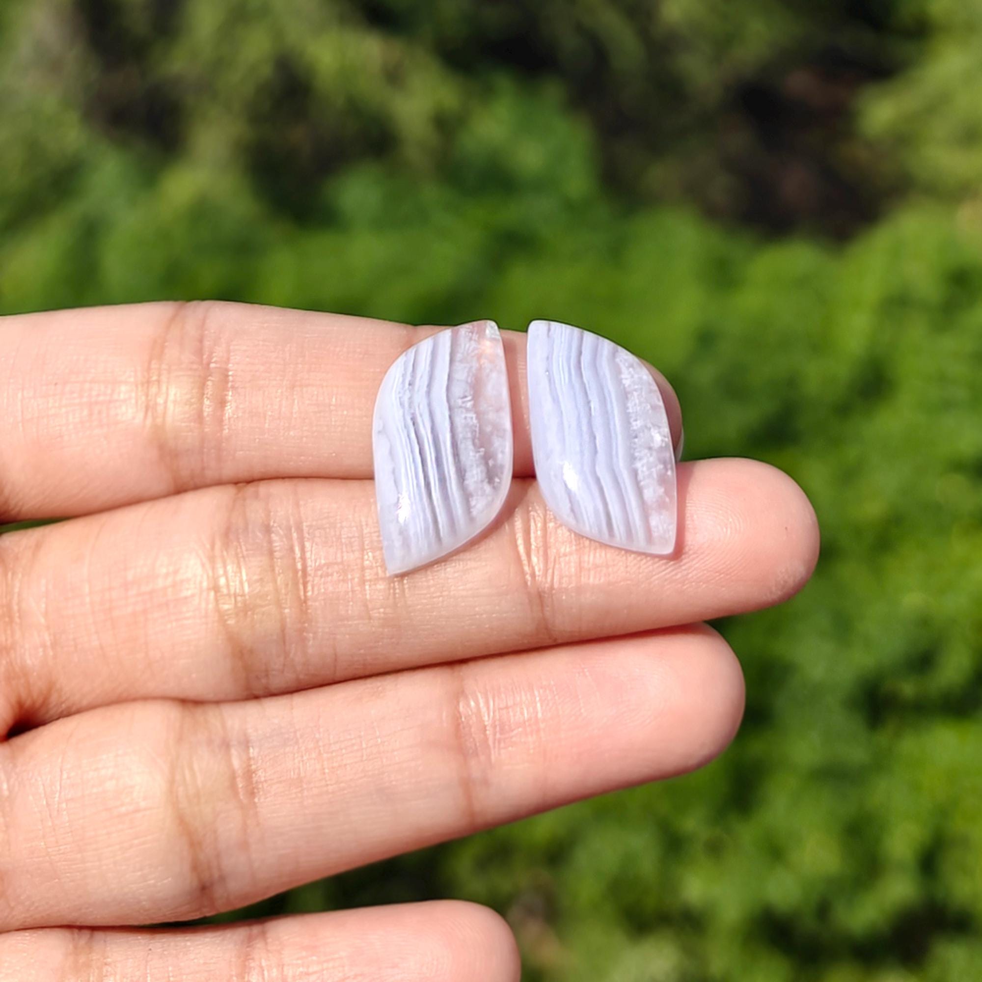 12X18MM Blue Lace Agate Shape Earrings Pair: Loose Gemstones