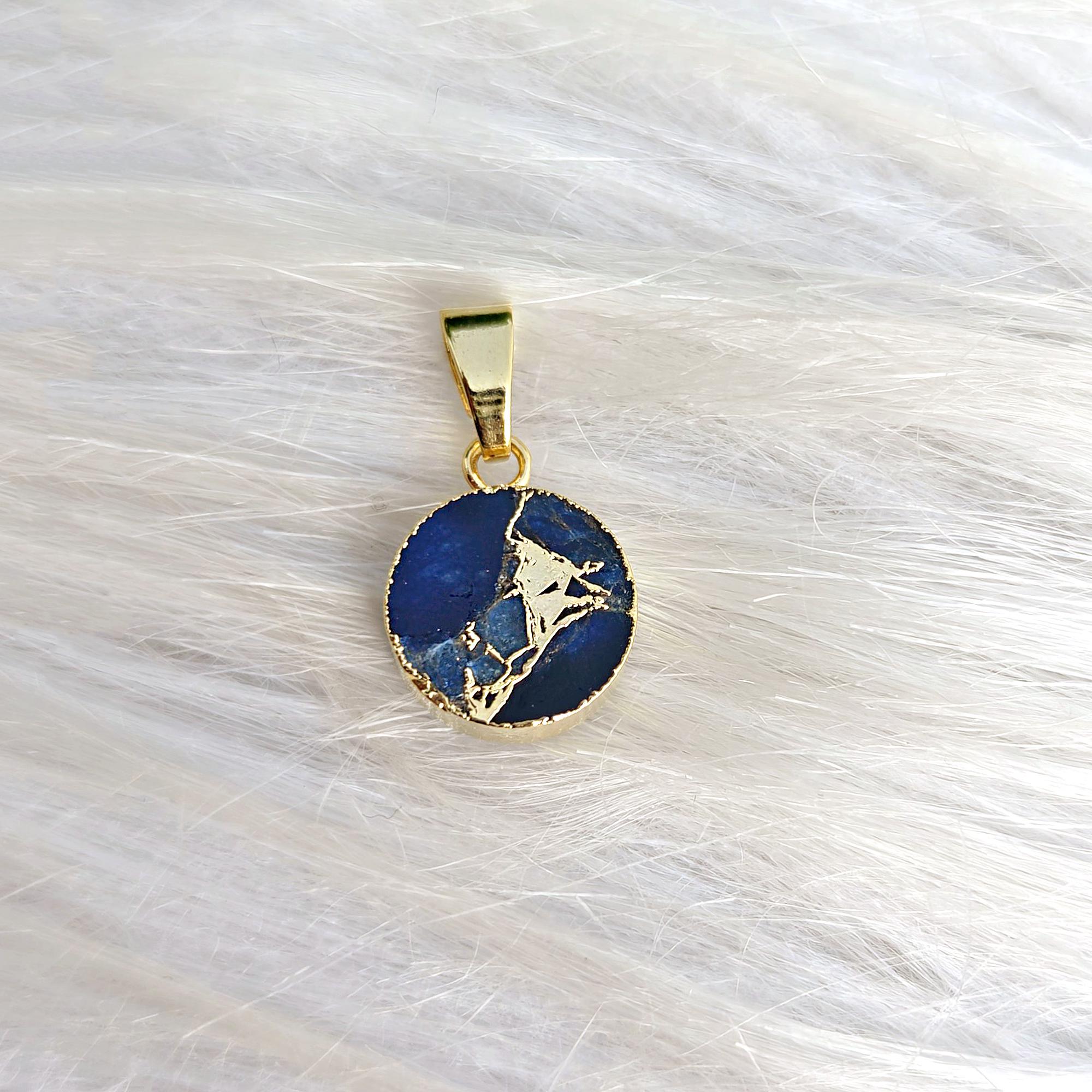 Dainty Blue Sapphire Mohave Turquoise Compressed Gemstone Pendant Jewelry For Gifts