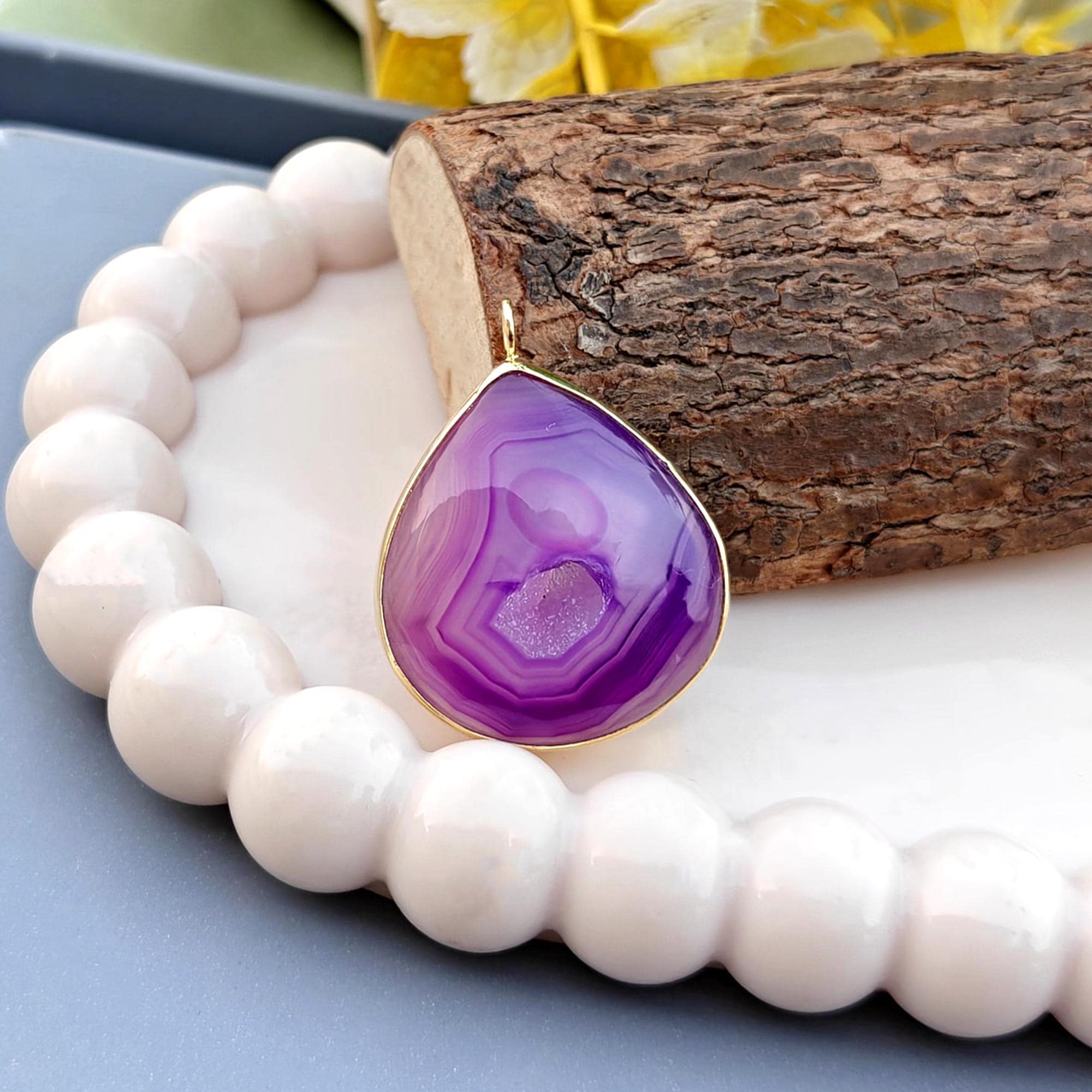 Colored Geode Druzy Pendant Charm 18k Gold Plated Metal Bail Connector Bridesmaid Jewelry Gift