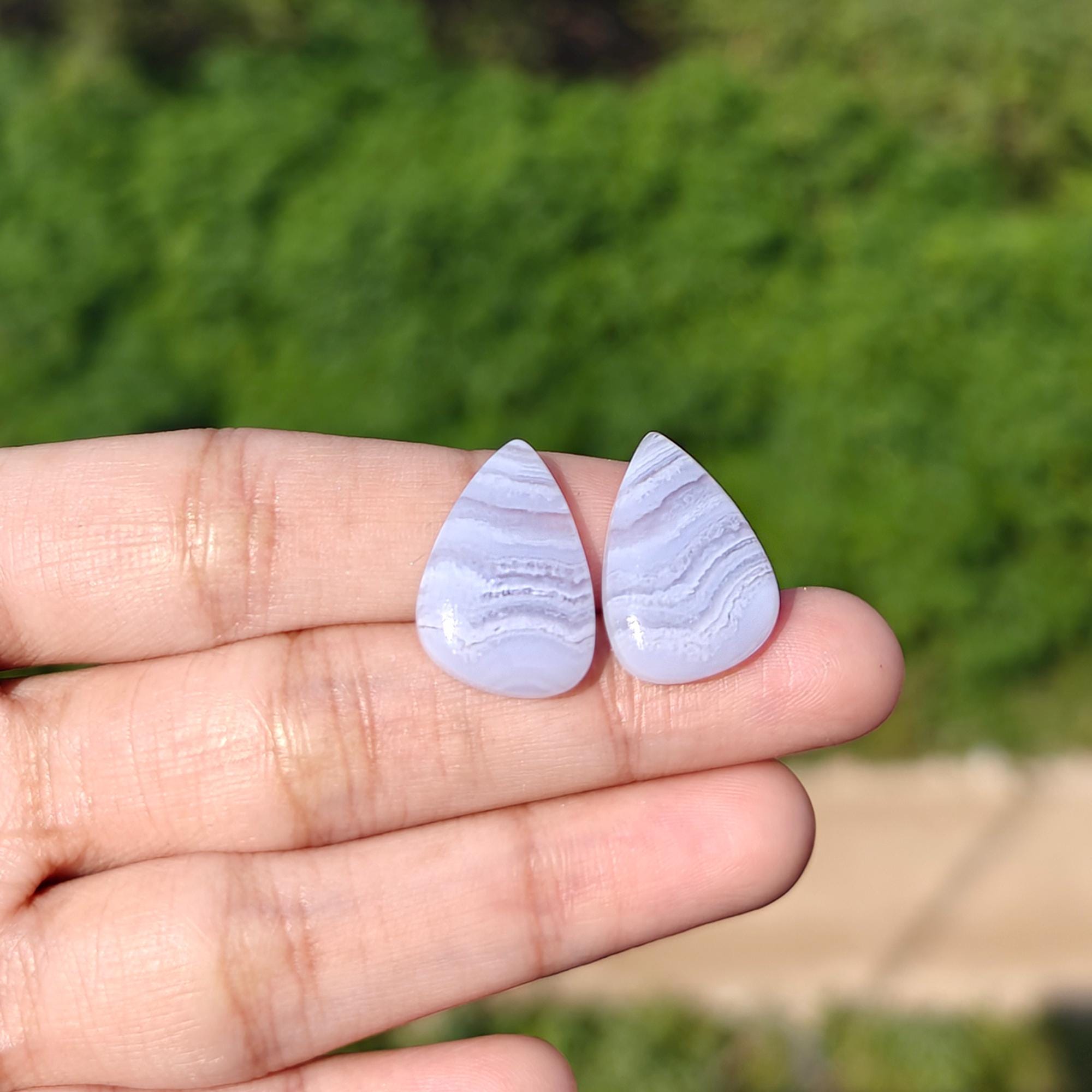 14X20MM Pear Blue Lace Agate Earrings Pair: Loose Gemstones