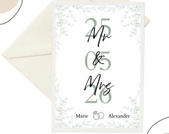 Personalized wedding card | Names & Date | Wedding greeting card A6 | Love card | Individual wedding card | Wedding gift