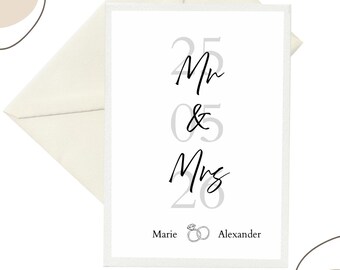 Personalized wedding card | Names & Date | Wedding greeting card A6 | Love card | Individual wedding card | Wedding gift