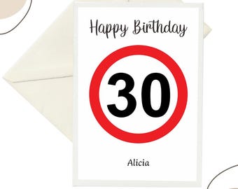 Gepersonaliseerde 30e verjaardagskaart | 30e verjaardagskaart | Minimalistische kaart met naam | Verjaardagscadeau-idee voor vrouwen en mannen A6