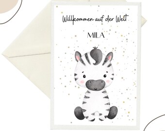 Willkommen auf der Welt Karte, personalisierte Geburtskarte Baby, Glückwunschkarte Geburt, Babykarte Mädchen Junge, Karte zur Geburt
