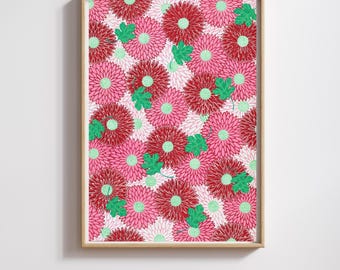 Japanese Blossoms Pattern | RIJKS Museum | Ukiyo-e Floral Woodblock Print| Restored | 300DPI (Digital Download)