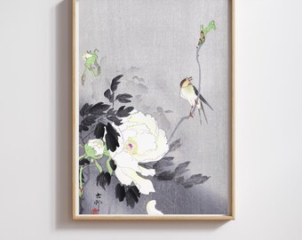 Japanese Print | RIJKS Museum | Ukiyo-e Bird & Magnolia | Restored | 300DPI (Digital Download)