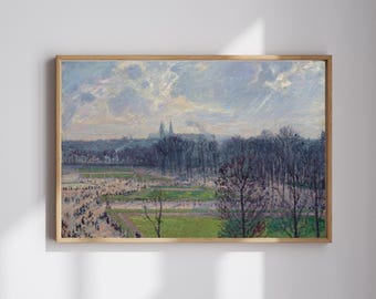 Camille Pissarro Classic Landscape | The Garden of the Tuileries on a Winter Afternoon | Restored & 300DPI | (Digital Product)