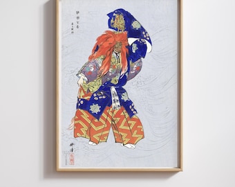 Kabuki Actor Red Hair Print | RIJKS Museum | Ukiyo-e Theater Art | Restored | 300DPI (Digital Download)