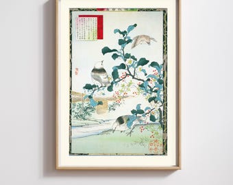 Kono Barei | Japanese Print | Meiji White Birds & Blossoms | Restored | 300DPI (Digital Download)