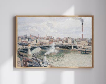 Camille Pissarro Classic Landscape | Morning, An Overcast Day, Rouen | Restored & 300DPI | (Digital Product)