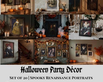 20 Spooky Renaissance Portraits | Gothic Halloween Art Set | Restored | 300DPI | (Digital Download)
