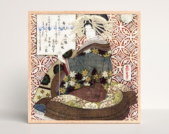 Vintage Japanese Woman Kimono Print | RIJKS Museum | Red Circle Motif | Restored | 300DPI (Digital Download)