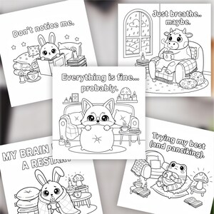 Adult Animal Coloring Book for Anxiety & Stress Relief | Mindfulness Cute Animals Printable Coloring Pages PDF