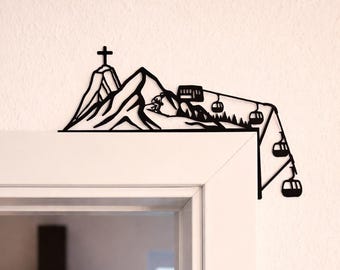 Winter landscape door frame decoration with gondola – 3D-printed ski & après-ski winter motif, alpine wall decoration, Christmas and winter decoration