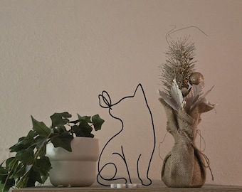 Line art decoration | Cat | Minimalist 3D art motif | Living room decor | Gift idea | Living room decoration | Animal motif | Cat motif