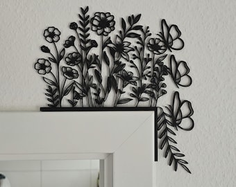 Door frame decoration floral 3D print | Spring decoration butterfly | Handmade door frame decoration | Floral wall art for living room