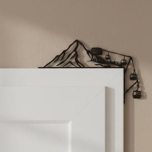 Decoración de marco de puerta de montaña con teleférico – Motivo invernal impreso en 3D – Decoración de esquí – Ideal como regalo o decoración invernal – Decoración après-ski