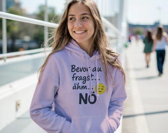 Statement Hoodie “Um No”, Cotton Blend Unisex Slogan Pullover with Lined Hood