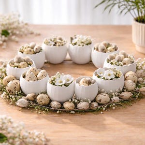 Easter wreath eggshell wreath – Sustainable 3D printed egg wreath in two sizes | Minimalist spring & table decoration