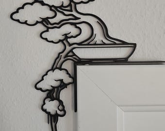 Bonsai Door Frame Decoration | 3D Printed in PLA | Minimalist Wall Decor in Line Art Style | Natural Look for Living Room, Office & Gift Idea