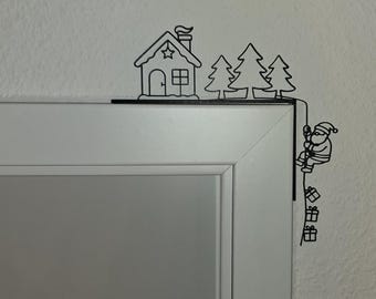 Christmas decoration Santa Claus, door frame decoration, Santa Claus with presents – Christmas, winter decoration, door corner topper