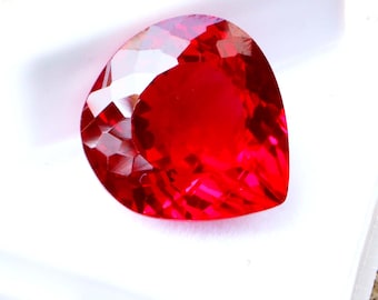 Natural Deep Red Ruby Pear Cut Gemstone: 10 ct Certified Unheated Burmese Ruby