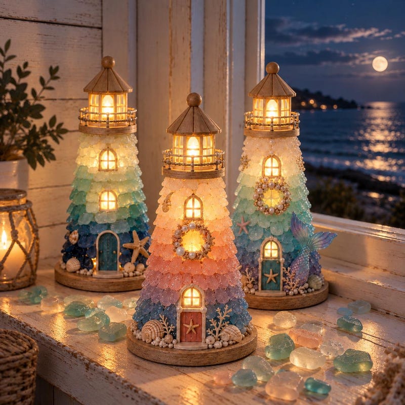 Sea Glass Lighthouses Decor - Etsy