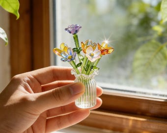 Handmade Glass Birth Flowers, Mini Glass Flower, Birth Flower Bouquet, Gift for Mom, Home Decor, Birthday Commemorative Gifts