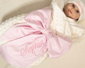 Customized Name Baby Girl Swaddle Bow Sash, Newborn Birth Announcement Picture Props, Maternity Photo Prop,Gender Reveal,Custom Newborn Gift