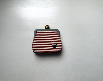 Vintage 00s 'Gap' Red White and Blue Striped Canvas Change Purse