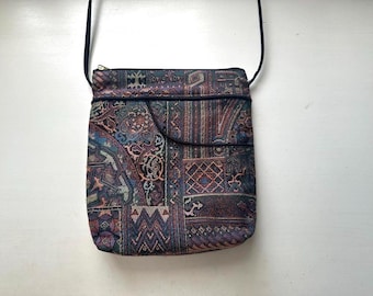 Vintage 90s 'Danny K' Purple Rainbow Tapestry Crossbody Bag