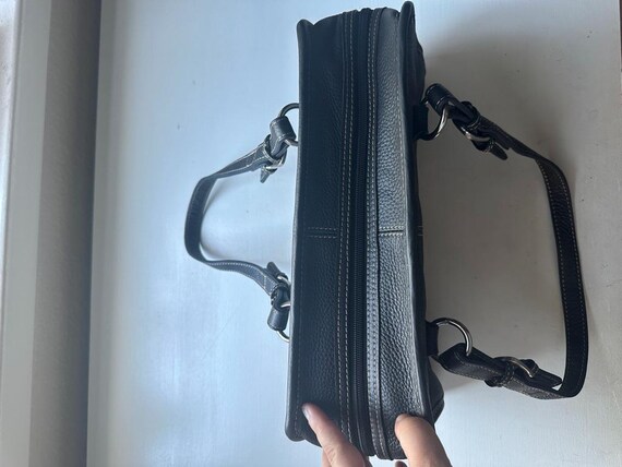 Vintage 00s 'Ameri Leather' Black Leather Shoulde… - image 5