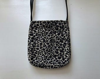 Vintage 90s 'Nine West' Leopard Animal Print Fuzzy Crossbody Bag