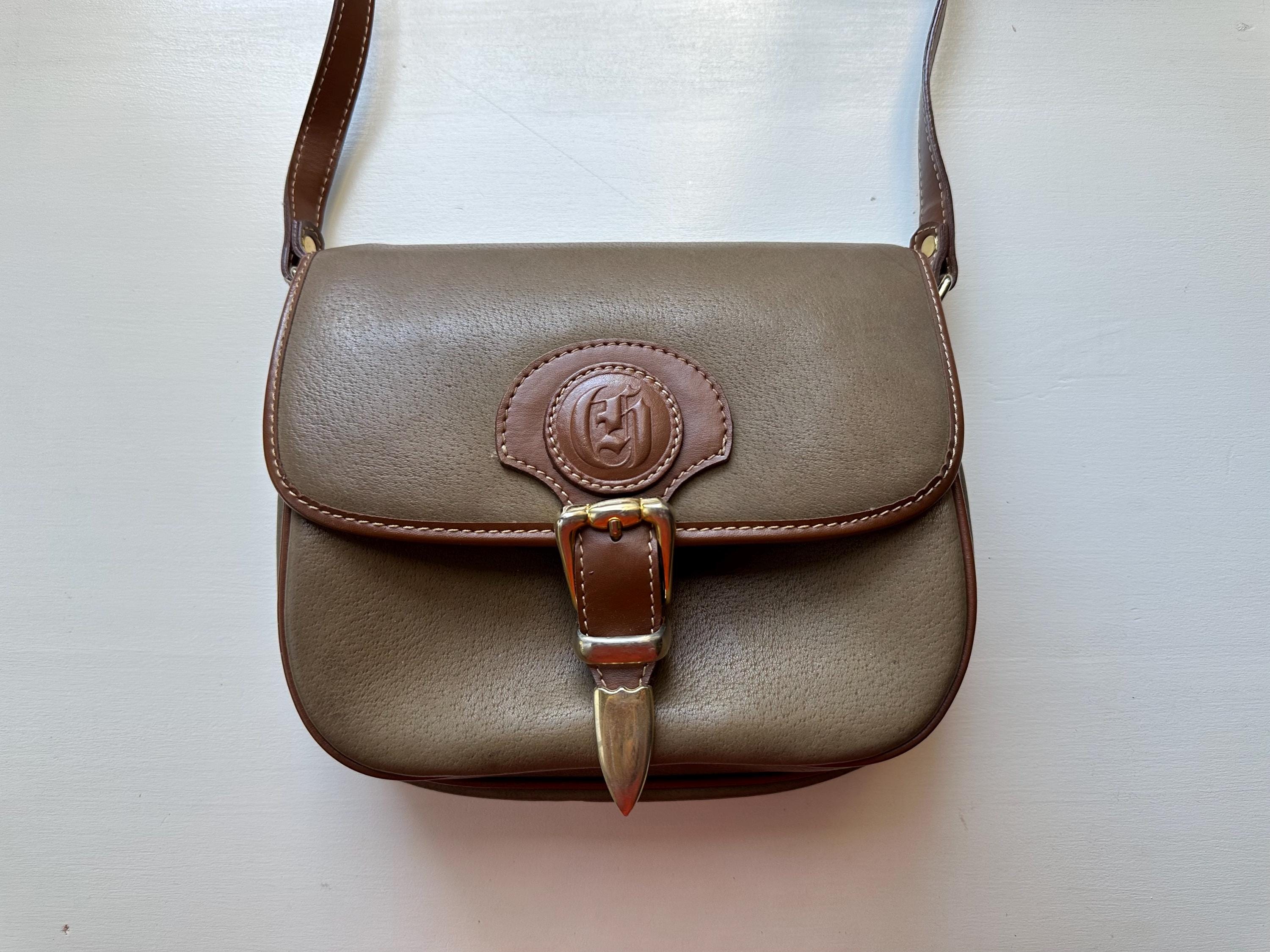 H*T様 80s  ベージュ×ブラウン Vintage 80s 'charles Hubert' Taupe and Brown Faux Leather