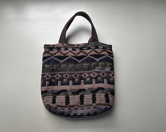 Vintage 90s Pink and Purple Pastel Southwestern Tapestry Handbag