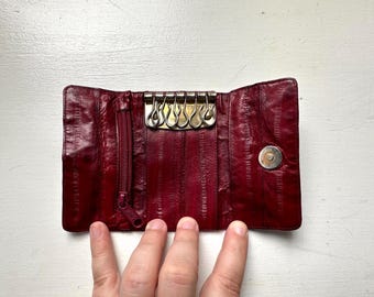 Vintage 70s Burgundy Eel Skin Key Holder