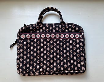 Vintage 90s 'Vera Bradley' RETIRED Classic Black Patterned Fabric Laptop Case