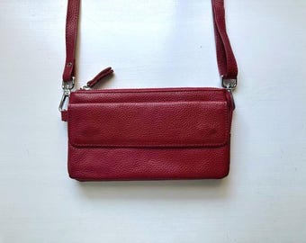 Vintage 00s Cherry Red Leather Mini Crossbody Bag
