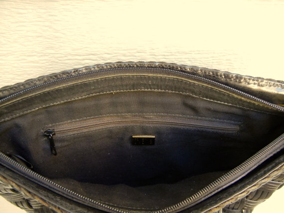 Vintage 70s Black 'Cem' Woven Leather Bucket Bag - image 4