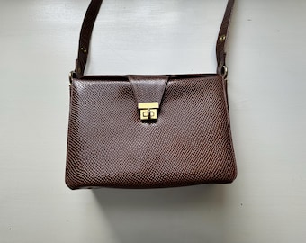 Vintage 60s 'Frenchy of California' Brown Leather Structured Shoulder Bag