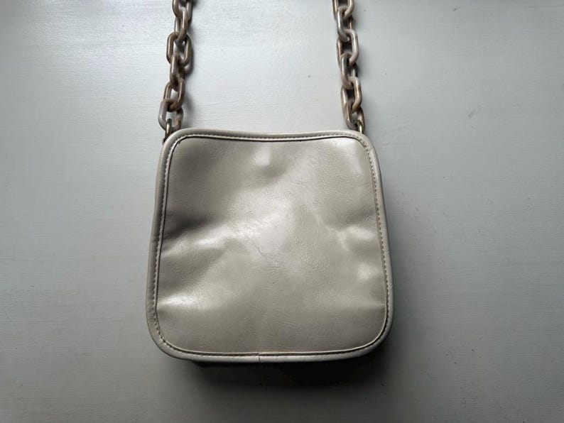 Vintage 00s 'Anthropologie' Parchment Cream Faux Leather Crossbody Bag image 6