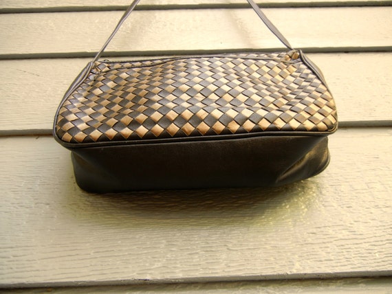 Vintage 80s Black And Gold 'Meyers' Woven Leather… - image 3