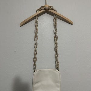 Vintage 00s 'Anthropologie' Parchment Cream Faux Leather Crossbody Bag image 9