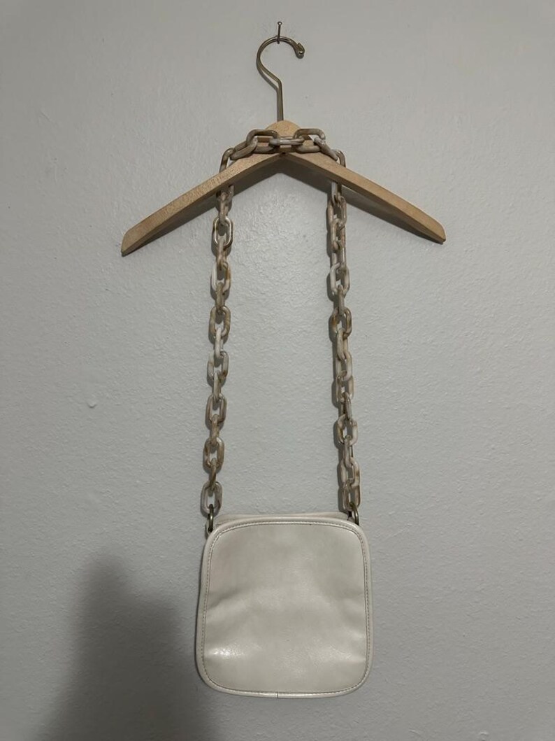 Vintage 00s 'Anthropologie' Parchment Cream Faux Leather Crossbody Bag image 9