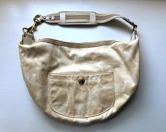 Y2K 00s Coach Hampton Madeline Signature Beige Brown Satchel Top