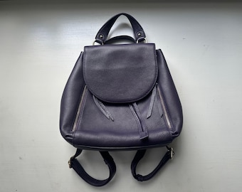 Vintage 00s 'Levenger' Aubergine Purple Leather Backpack