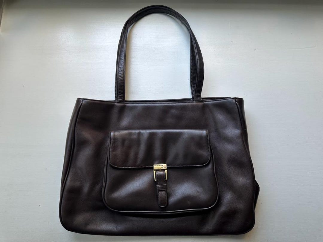 Vintage 90s 'ralph Lauren' Large Chocolate Brown Leather Shoulder